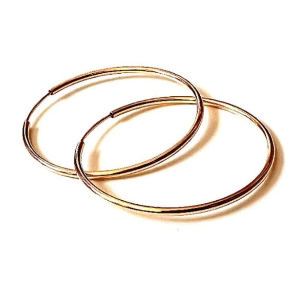 14k Real Gold hoop earrings | hoop earrings | 1.5 mm thickness | Real Gold | - Picture 4 of 9